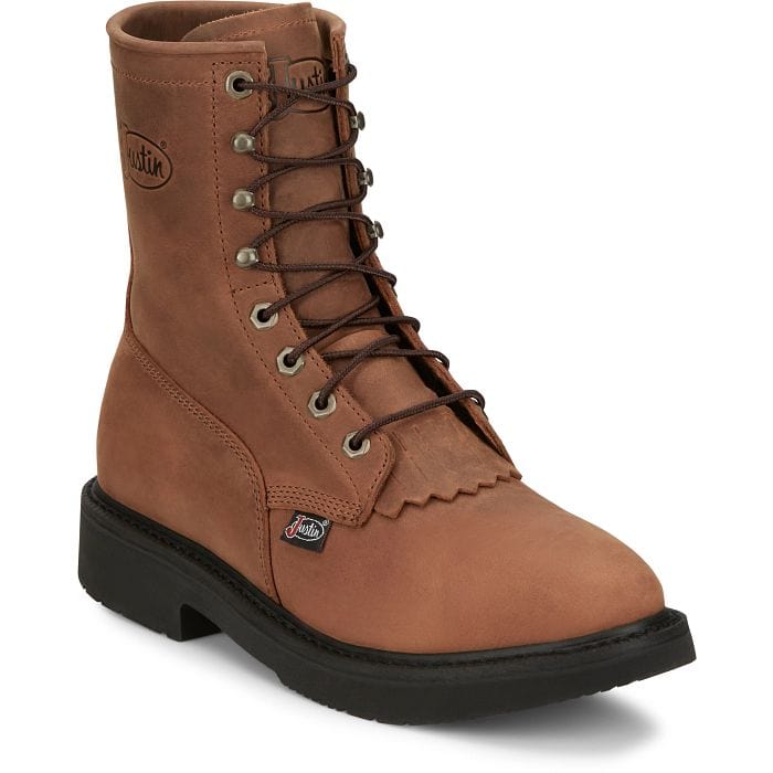 Justin Livestock 8" Men's Lace Up Cowhide Workboots Boots (Aged Bark Brown)