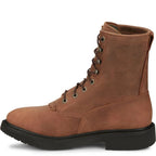 Justin Livestock 8" Men's Lace Up Cowhide Workboots Boots (Aged Bark Brown)