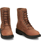 Justin Livestock 8" Men's Lace Up Cowhide Workboots Boots (Aged Bark Brown)