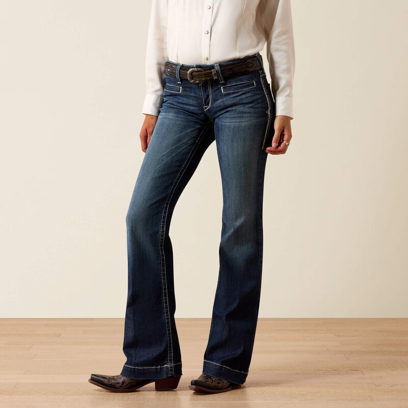 ARIAT Women's Trouser Mid Rise Stretch Entwined Wide Leg Jean