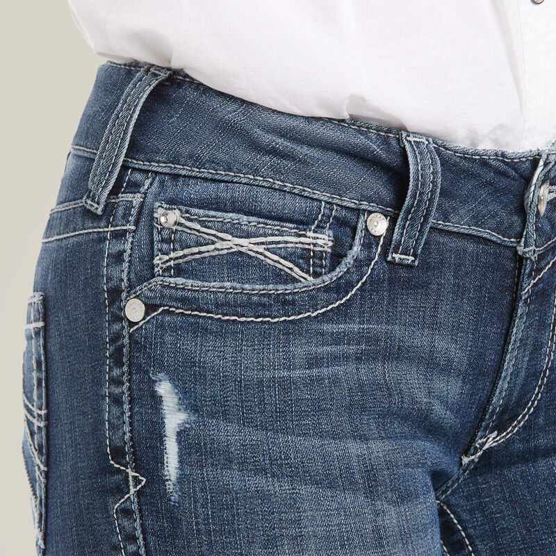 ARIAT Women's R.E.A.L. Mid Rise Arrow Gianna Straight Jean