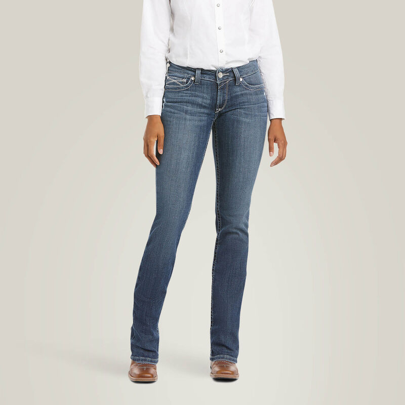 ARIAT Women's R.E.A.L. Mid Rise Arrow Gianna Straight Jean