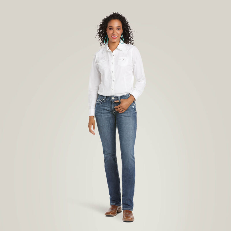 ARIAT Women's R.E.A.L. Mid Rise Arrow Gianna Straight Jean