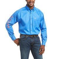 Ariat Men's Shirt - Team Logo Twill Classic Fit - (Seascape / USA)