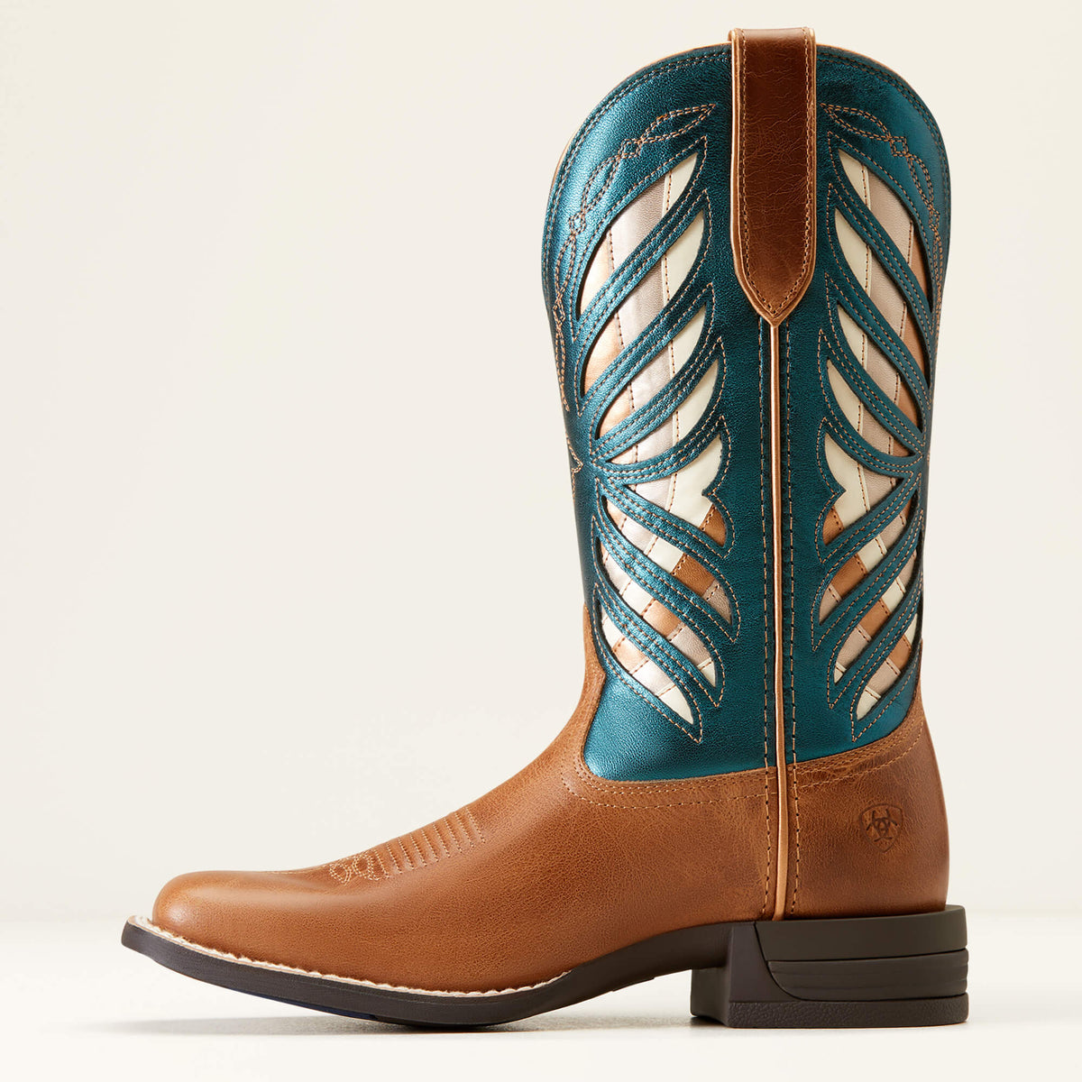 Women's Ariat Longview Western Boot (Buttered Rum/Metallic Sea)