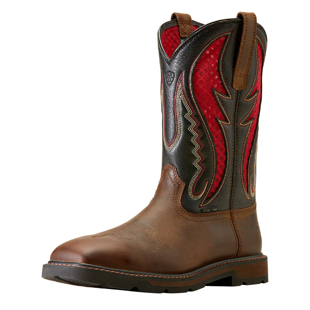 Ariat Men's Groundbreaker VentTEK Steel Toe Work Boot (Brown/Red)