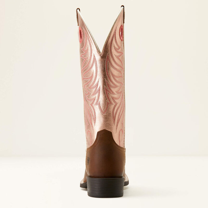 Ariat Women's Round Up Ryder Western Boot (Distressed Brown/Golden Pink)