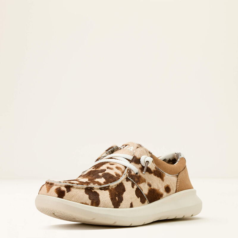 ARIAT WOMEN'S HILO SHOE (TAN AND WHITE BRINDLE HAIR ON|DARK TAN S)