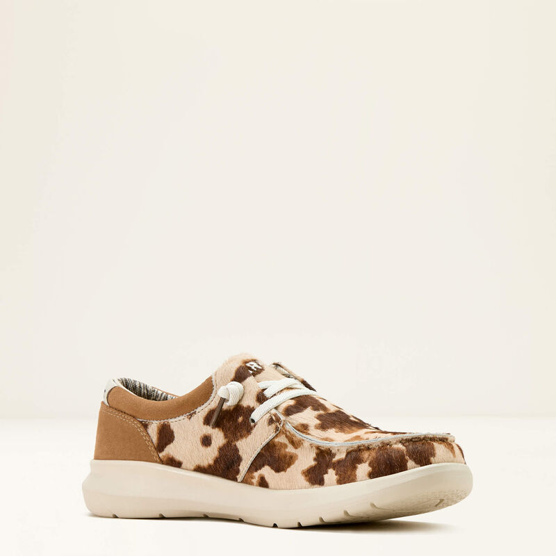 ARIAT WOMEN'S HILO SHOE (TAN AND WHITE BRINDLE HAIR ON|DARK TAN S)