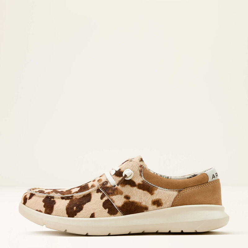 ARIAT WOMEN'S HILO SHOE (TAN AND WHITE BRINDLE HAIR ON|DARK TAN S)