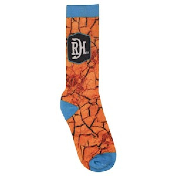 RDHC Unisex Cracked Red Dirtbed Crewcut Socks - Orange/Blue
