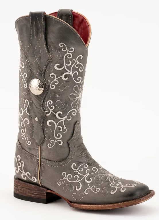 Ferrini Bella Smoke Full-Grain Leather Square-Toe Women's Cowgirl Boots