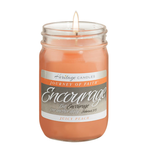 12 Oz Encourage Juicy Peach Journey of Faith Heritage Candles