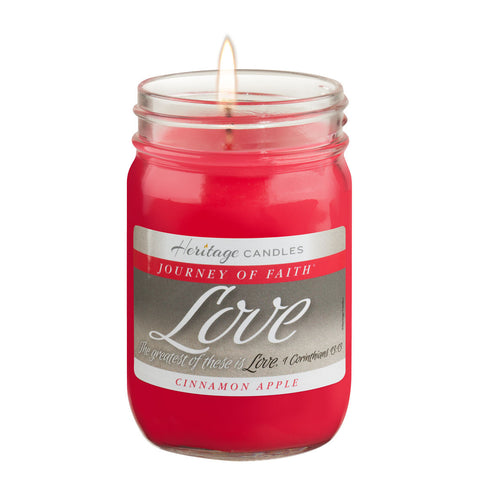 12 Oz LOVE Cinnamon Apple Journey of Faith Heritage Candles