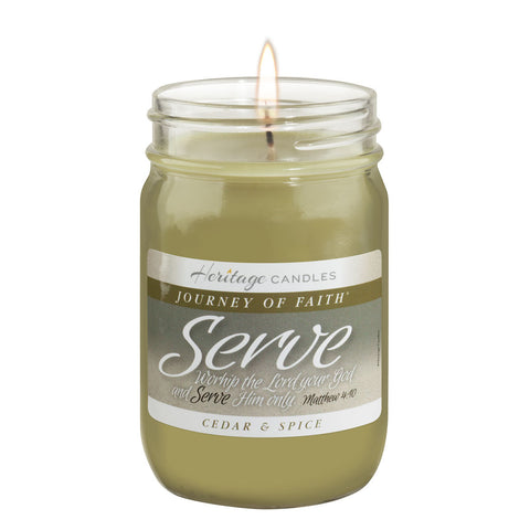 12 Oz SERVE Cedar & Spice Journey of Faith Heritage Candles