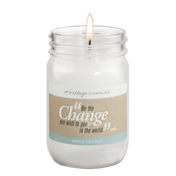 12 Oz CHANGE White Cotton Journey of Faith Heritage Candles