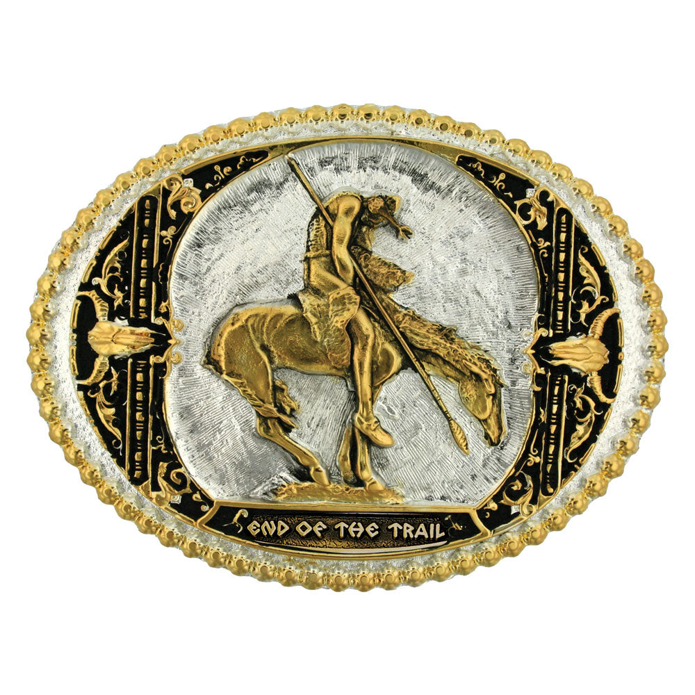 "End of the Trail" Two Tone Montana Silversmiths Attitudes Collection Belt Buckle