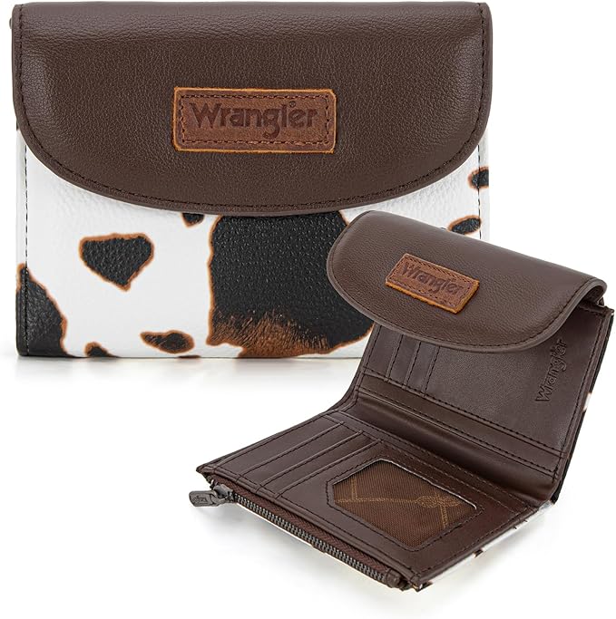 Wrangler RFID Women's Slim Wallet (Brown Cowprint)