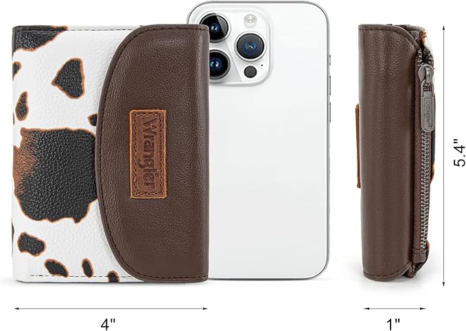 Wrangler RFID Women's Slim Wallet (Brown Cowprint)