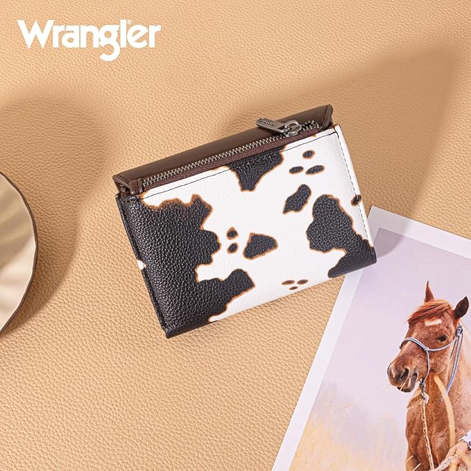 Wrangler RFID Women's Slim Wallet (Brown Cowprint)