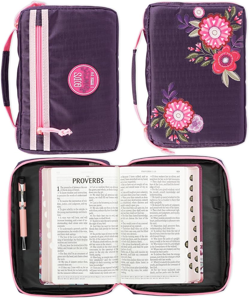 Bible Cover for Girls God's Princess - Inspirational Bible Verse for Children, Sturdy Easy Carry Book Case