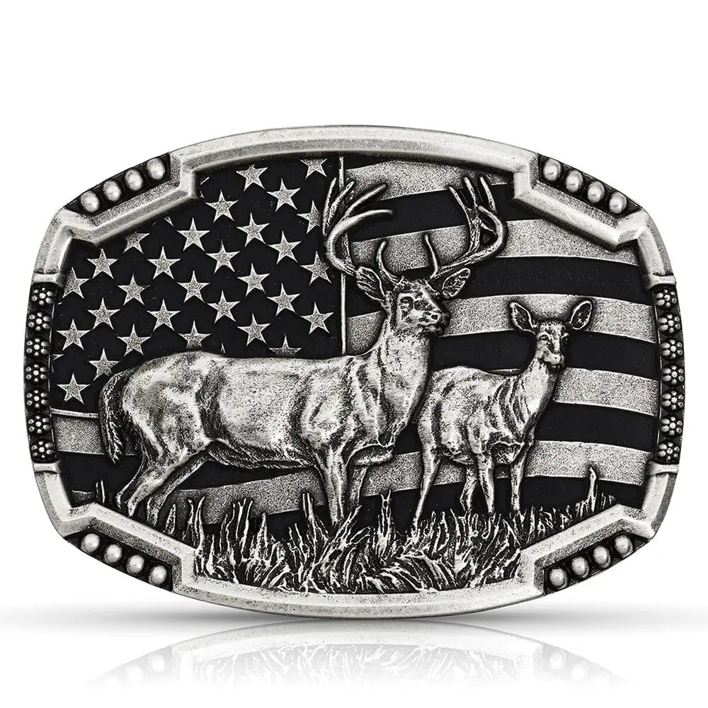 "Matched Pair" Deer Montana Silversmiths Attitudes Collection Belt Buckle