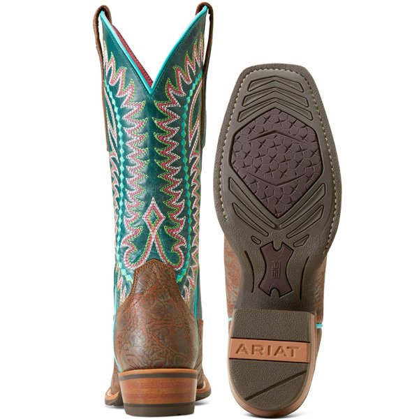Ariat Women's Derby Monroe Western Boots (Shore Tan/Turquoise Nights)
