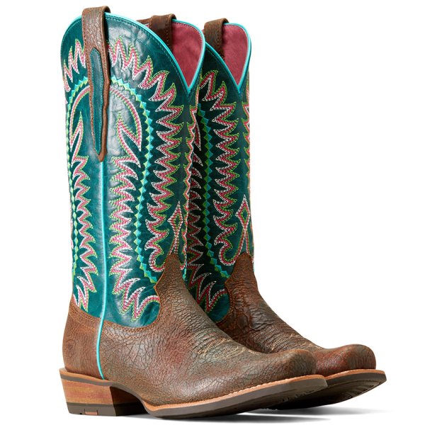 Ariat Women's Derby Monroe Western Boots (Shore Tan/Turquoise Nights)
