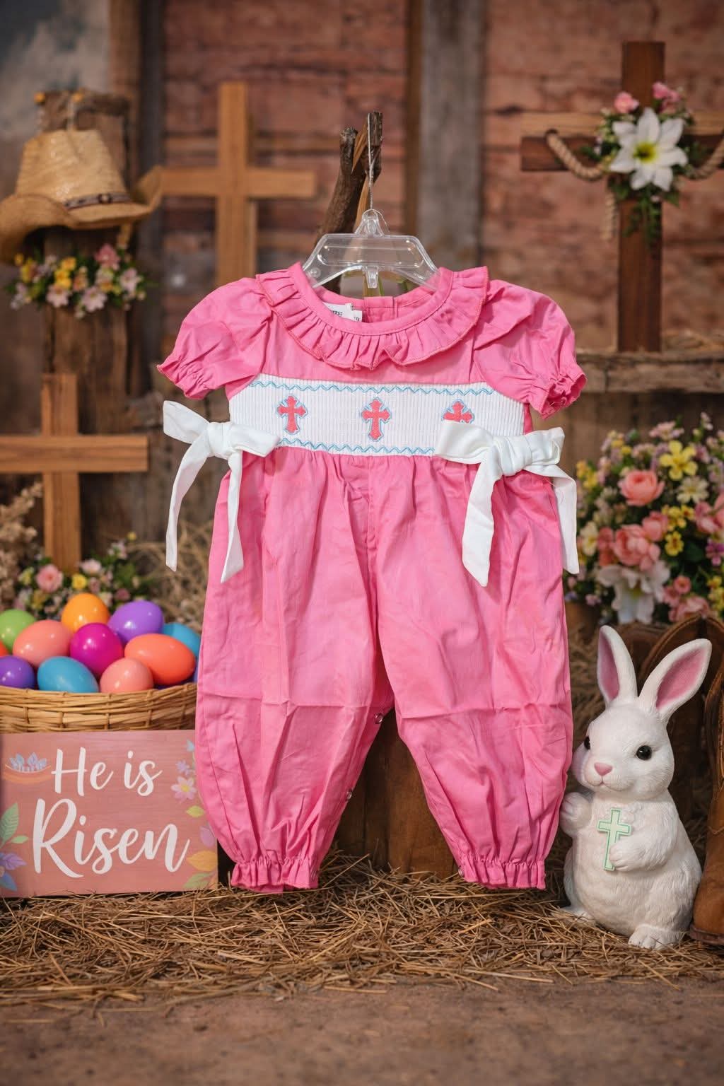 Pink Romper with Crosses