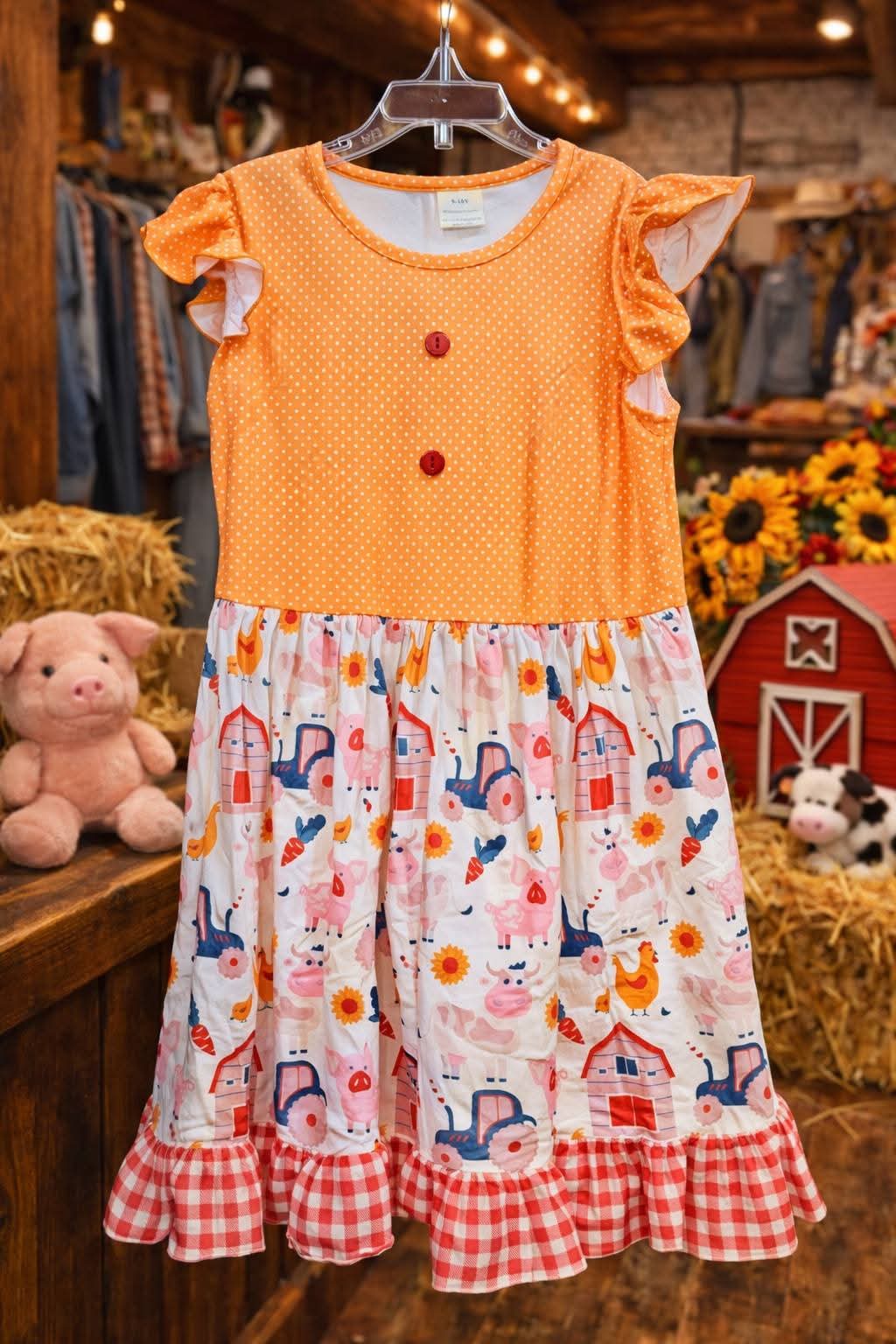 Polka Dot & Gingham Lil Farm Girl Dress