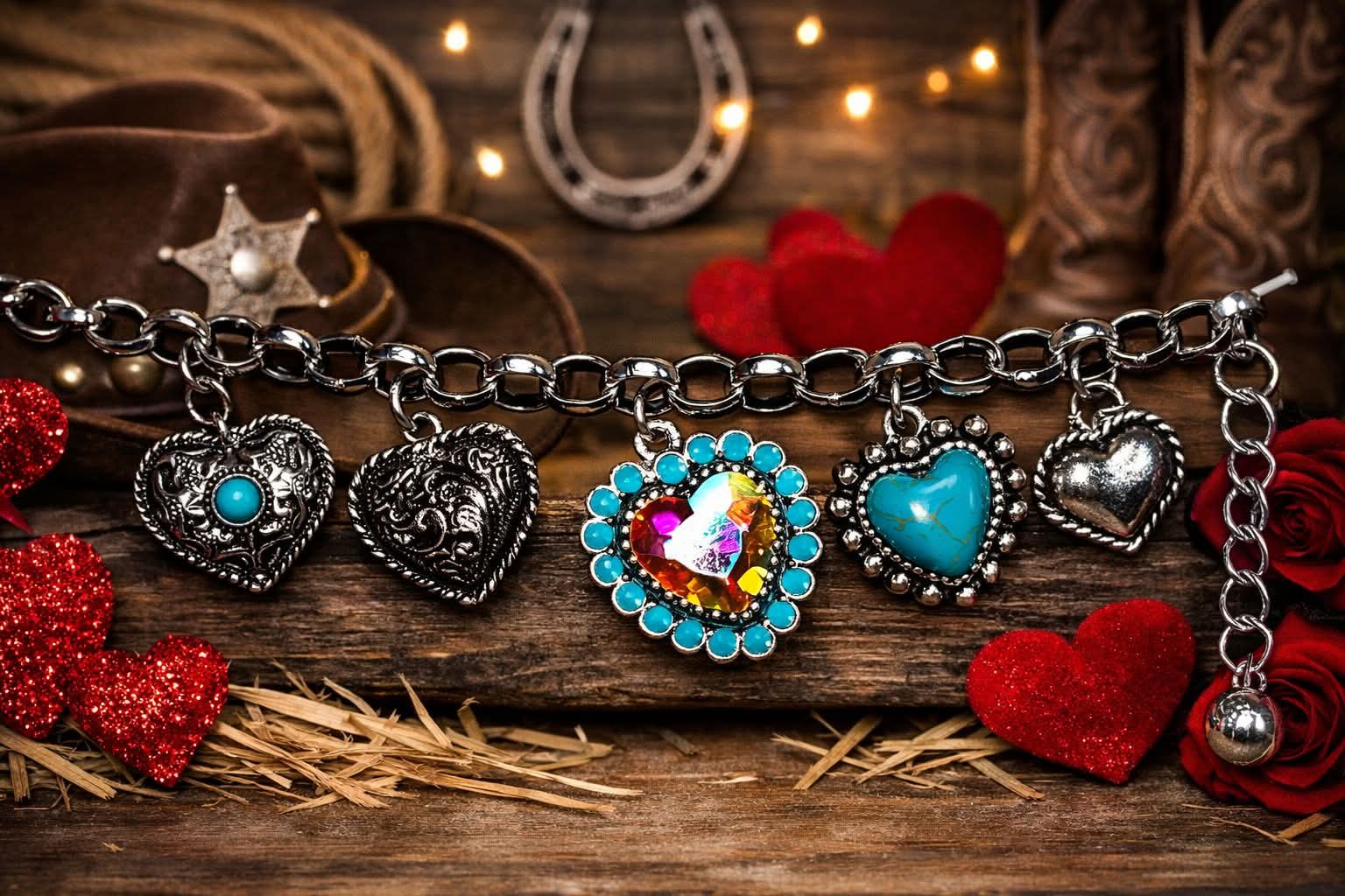 Western Hearts Charm Bracelet