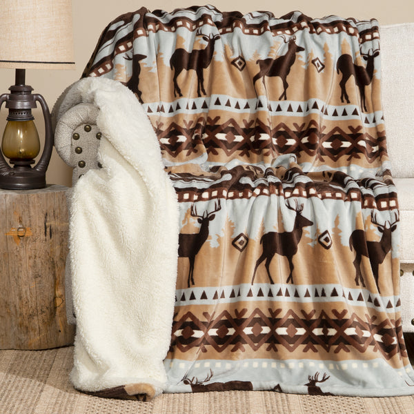 Carstens Buck Lake Plush Sherpa Throw