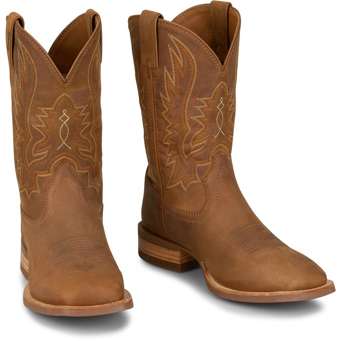 Justin Rustle 11" Men's Western Boots (Chestnut Brown)