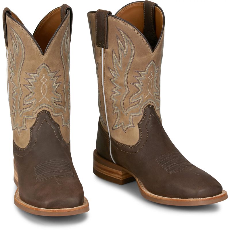 Justin Rustle 11" Men's Western Boots (Grizzly Brown)