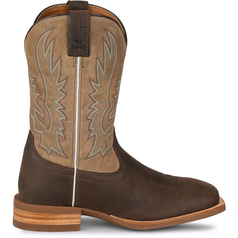 Justin Rustle 11" Men's Western Boots (Grizzly Brown)