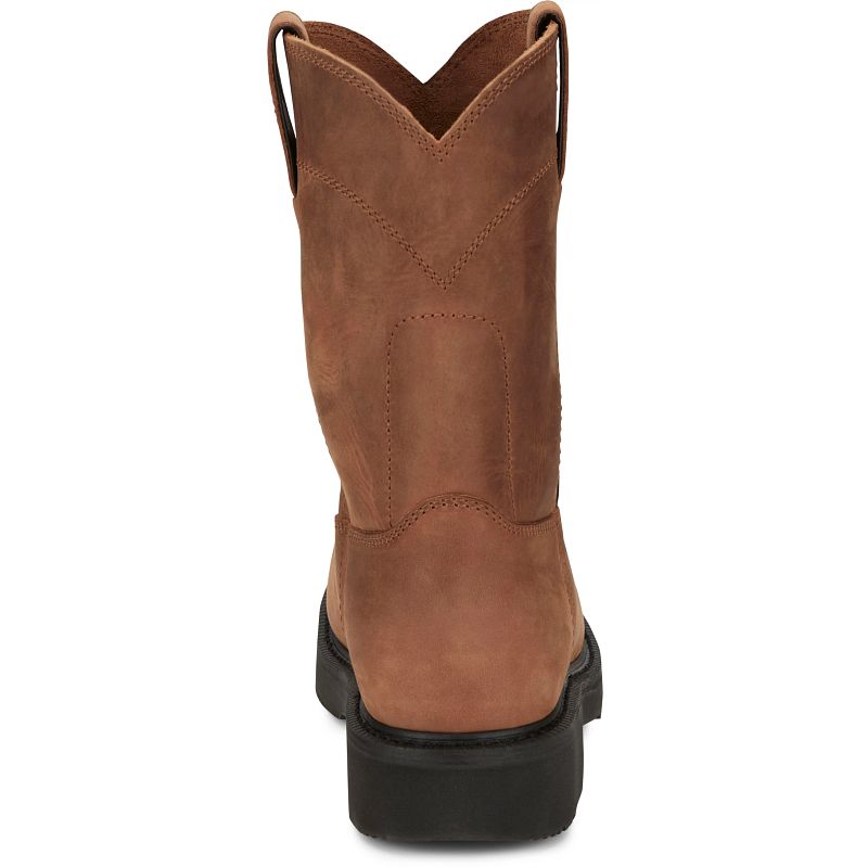 Justin 10" Round Up Men's Cowhide Steel Toe Boots (Aged Bark Brown)