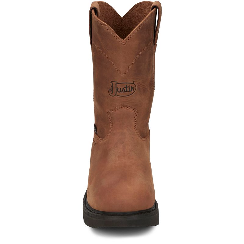 Justin 10" Round Up Men's Cowhide Steel Toe Boots (Aged Bark Brown)