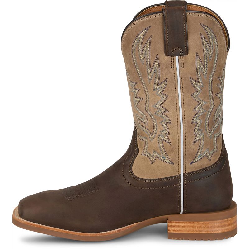 Justin Rustle 11" Men's Western Boots (Grizzly Brown)