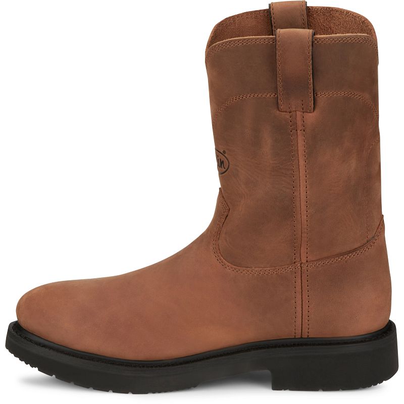 Justin 10" Round Up Men's Cowhide Steel Toe Boots (Aged Bark Brown)