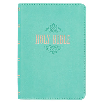 Robin’s-Egg Blue Faux Leather Large Print Compact King James Version Bible