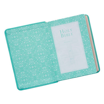 Robin’s-Egg Blue Faux Leather Large Print Compact King James Version Bible