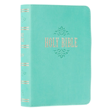 Robin’s-Egg Blue Faux Leather Large Print Compact King James Version Bible