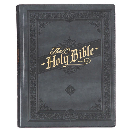 Iron Gray Faux Leather Large Print Note Taking Bible (KJV) - Hardcover