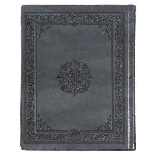 Iron Gray Faux Leather Large Print Note Taking Bible (KJV) - Hardcover