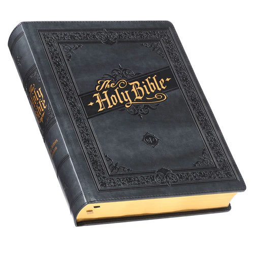 Iron Gray Faux Leather Large Print Note Taking Bible (KJV) - Hardcover