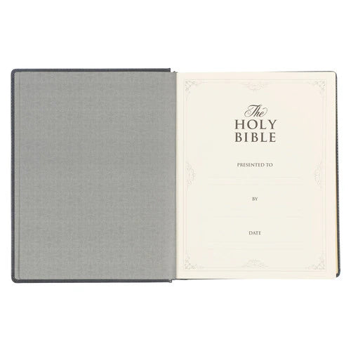 Iron Gray Faux Leather Large Print Note Taking Bible (KJV) - Hardcover