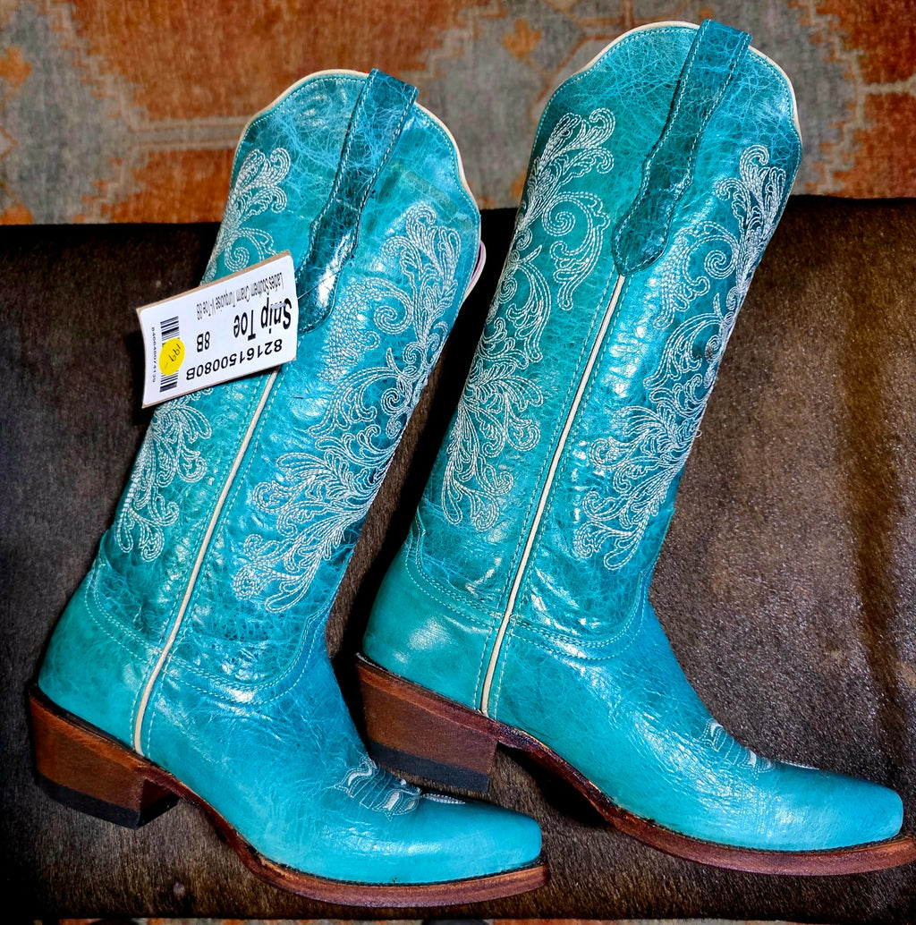 Ferrini Women's Southern Charm Turquoise Cowgirl Boot - Snip Toe
