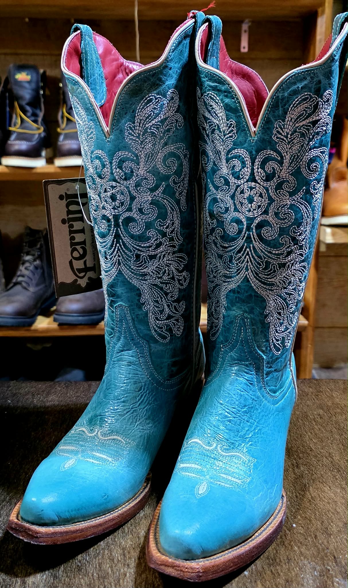 Ferrini Women's Southern Charm Turquoise Cowgirl Boot - Snip Toe