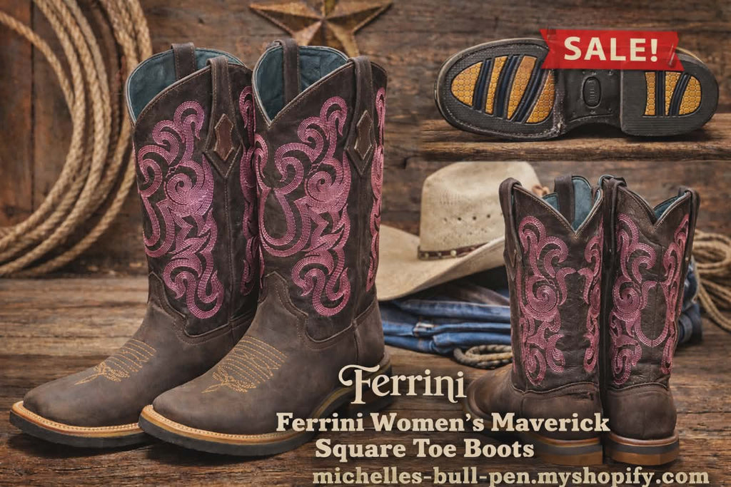 Ferrini Women’s Maverick Square Toe Boots (Chocolate)