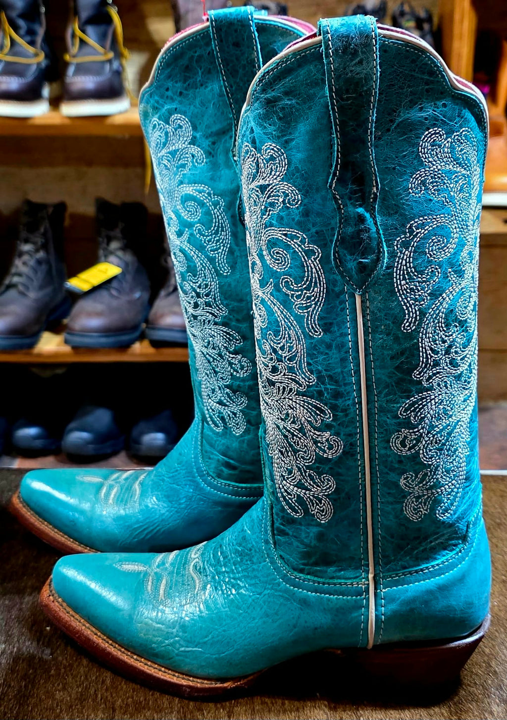 Ferrini Women's Southern Charm Turquoise Cowgirl Boot - Snip Toe